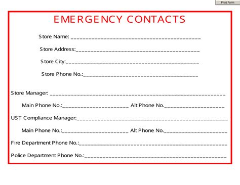 Printable Contact List Form Printable Forms Free Online