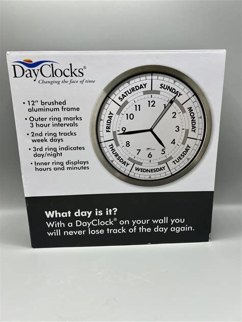 Dayclocks Time And Week Day Wall Clock With Solid Aluminum Frame Weekly Analo Ebay