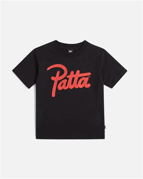 Patta Script Logo Kids T Shirt Black Patta Uk