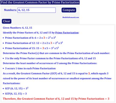 Find The Greatest Common Factor By Prime Factorization