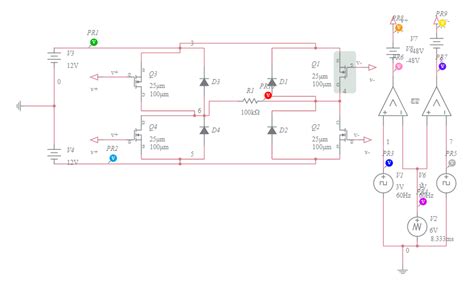 Inversor DC AC monofásico puente completo Multisim Live