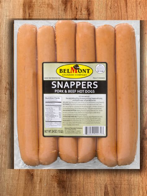 Snappers Pork And Beef Jumbo Hot Dogs 1 Package 15 Lbs Protein