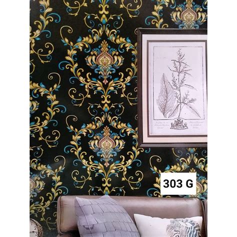 Jual Wallpaper Dinding Murah Klasik Damask Batik Besar Multiwarna