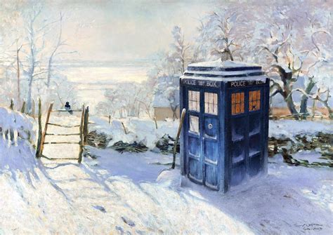 Download Painting Magpie Tardis Tv Show Doctor Who 2005 Hd Wallpaper