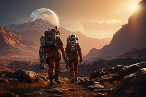 Premium AI Image Humans On Mars Fascinating Concept Of Interplanetary