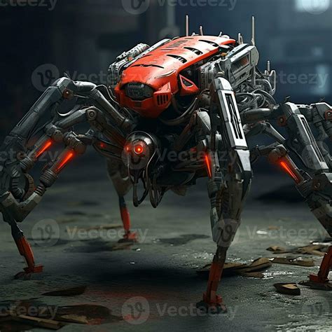 Spider Robot Military Lasers Droid With Generate Ai 30370857 Stock