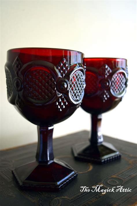 Drink Up Witches Set Of Vintage Ruby Red Wine Glasses Goblets