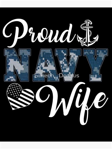 Vintage Proud Wife Of A Navy For Veteran Gift Poster For Sale By