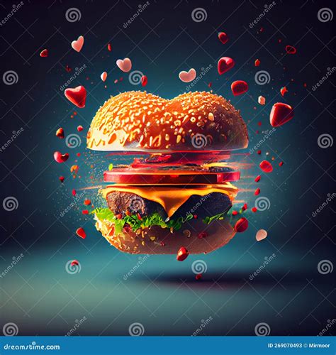 Heart Shaped Burger Stock Illustration Illustration Of Gourmet