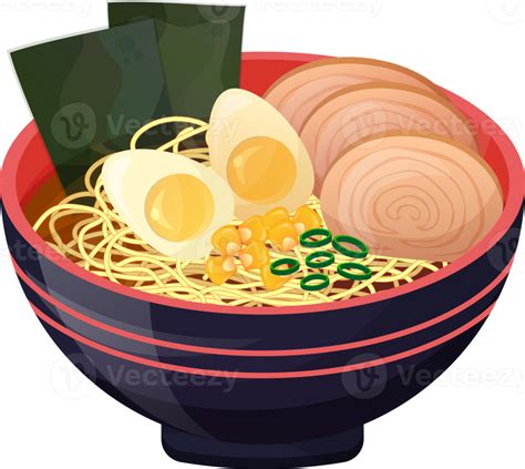 Ramen Mit Ei Japanisches Nudelessen Bunte Illustration Auf