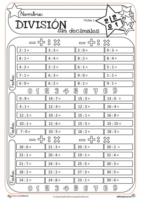 Ejercicios De Multiplicaci N Y Divisi N Para Primaria