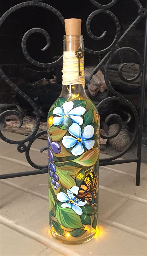 Lighted Wine Bottle Patio Decor Home Decor Gift For Her Etsy