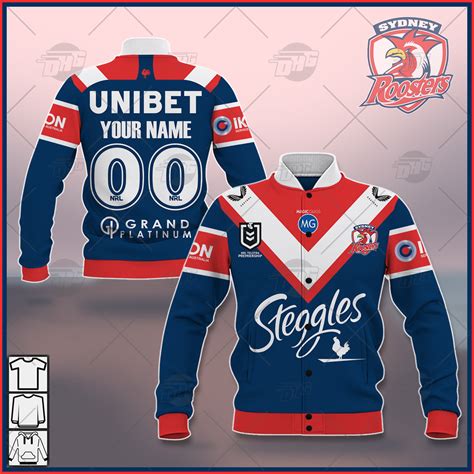 Nrl Sydney Roosters Custom Name Number Home Jersey Baseball Jacket