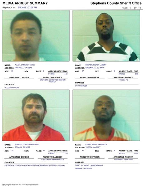 Stephens County Sheriffs Office Arrest Report 8 28 9 4 2022