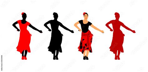 Attractive Spanish Girl Flamenco Dancer Vector Illustration Hispanic