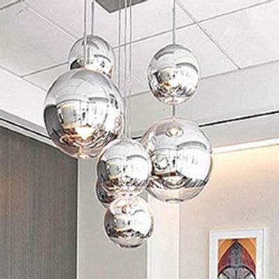 Люстра шар: с белыми шарами на разной высоте, подвесные, металлические ...