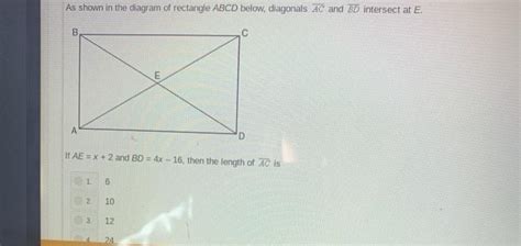 Solved As shown in the diagram of rectangle ABCD below, | Chegg.com