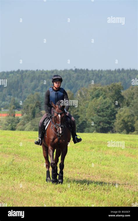 white girl riding horseback stock photo alamy