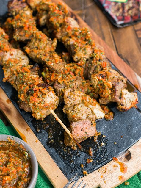 Brazilian Meat Skewers With Red Chimichurri Sauce Dad With A Pan