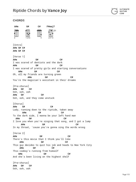 Riptide Chords Ver 2 By Vance Joytabs At Ultimate Guitar Archive Pdf Song Structure