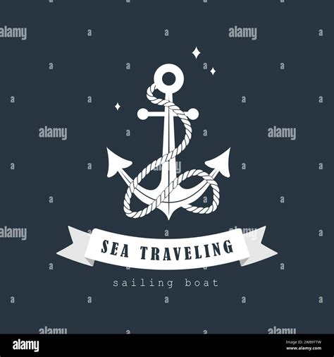 Sea Traveling Logo With Anchor Icon Maritime Cruise Vector Template