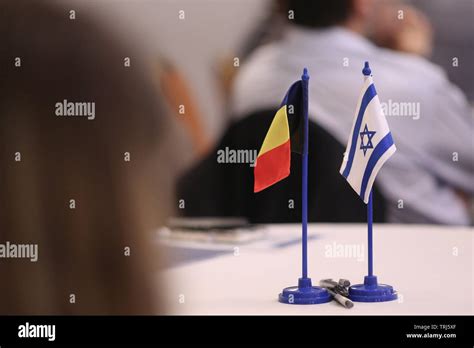 Romania and Israel flags one next to the other on a table. Israel ...