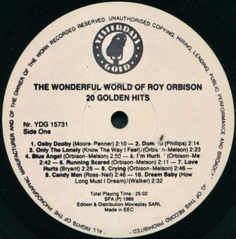 Roy Orbison The Wonderful World Of Roy Orbison 20 Golden Hits