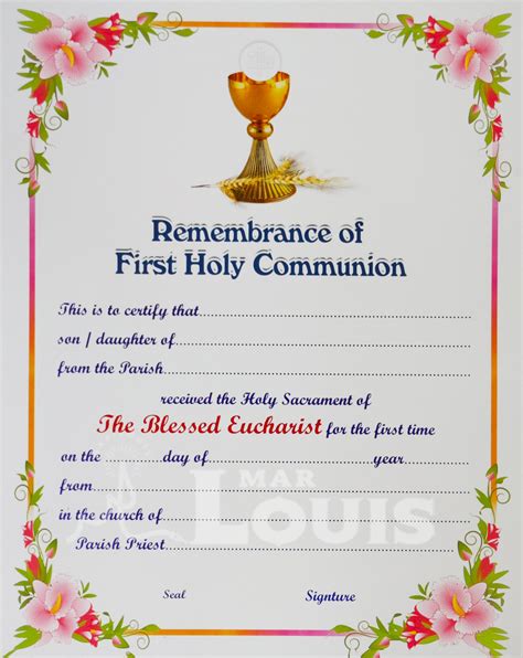 First Holy Communion Certificates