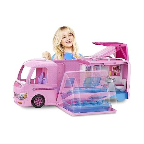 Barbie Mobilier Camping Car Transformable pour poupées véhicule de