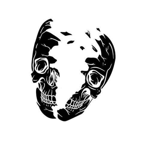 Premium Vector | Hand drawn illustration of crushed head skull silhouette