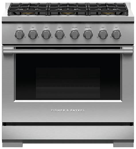 Fisher Paykel Professional 36 Inch 6 Burner Gas Range Stainless Steel