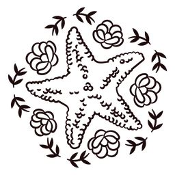 Diseño PNG Y SVG De Estrella De Mar Trazo Criaturas Marinas Florales