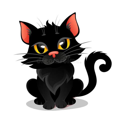 Cute Black Cat Kitten Vektor Illustrationer Illustration Av Natt