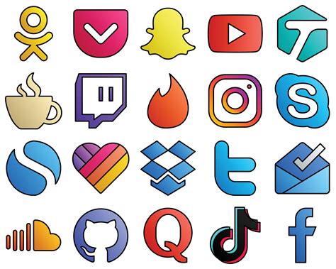 Filled Line Style Social Media Icons Likee Chat Skype And Meta 20