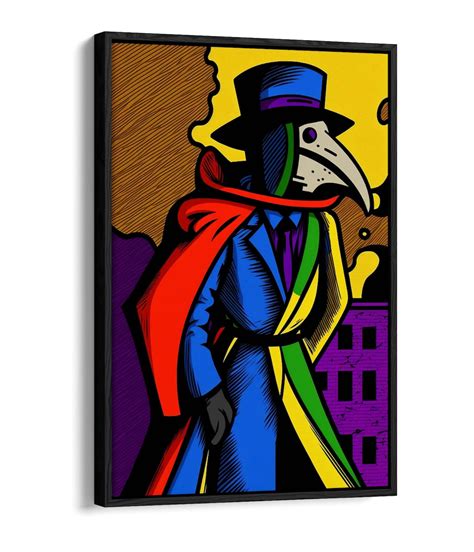 Colourful Plague Doctor Art Float Effect Framed Canvas Print - Etsy