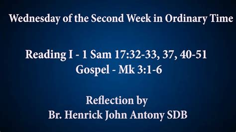 Wednesday Of The Second Week In Ordinary Time Sermon By