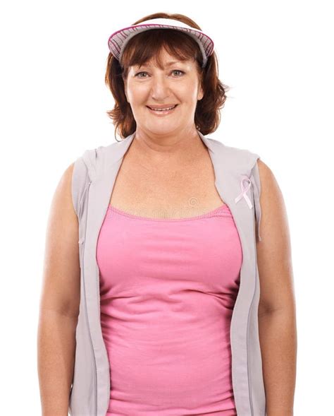 Showing Breast Cancer Awareness Her Support Mature Woman Wearing A