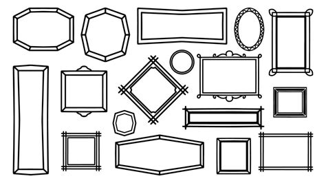 Doodle Hand Drawn Frame Set Sketch Drawing Vector Frames Collection