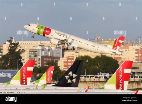 Tap Air Portugal Airbus A321 Airplane Departing Lisbon Airport