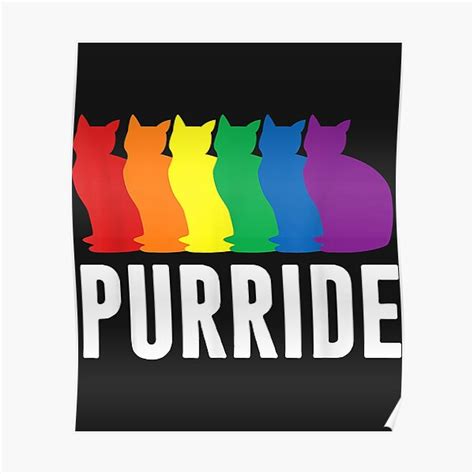 Womens Gay Pride Cat Purride LGBT Awareness Rainbow Retro Poster By