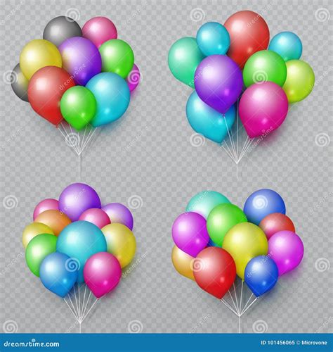 Manojos Realistas Multicolores Del Globo Elementos Del Vector De La