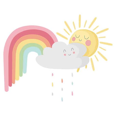 Muursticker Regenboog Wolk Zon Meermuurstickers Nl