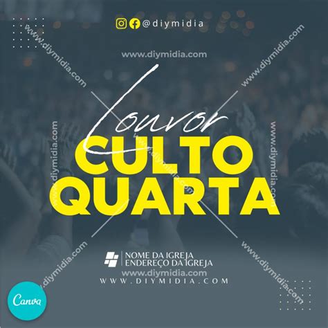 Louvor Culto Quarta Banner Gospel Editável Canva Premium