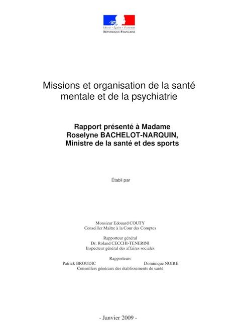 PDF Missions et organisation de la santé mentale et de la psychiatrie