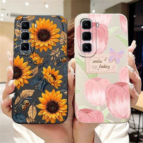 Infinix Hot 50 Pro 50Pro 4G Linda Tulipa Girassol Borboleta Pintada Invólucro Hot50 Plus Capa