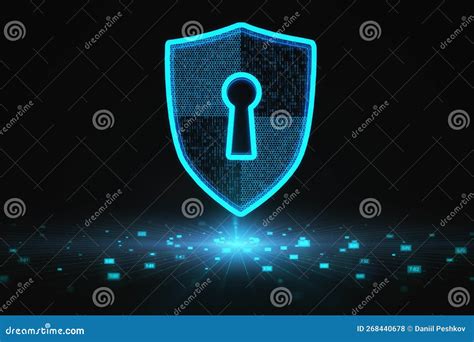 Cyber Security And Safety Data Concept With Digital Shield With Keyhole