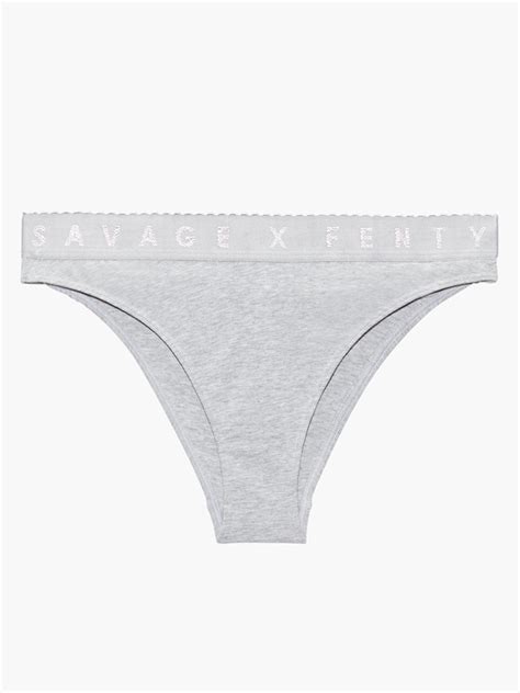 Savage X Cotton Jersey High Leg Bikini In Grey Savage X Fenty