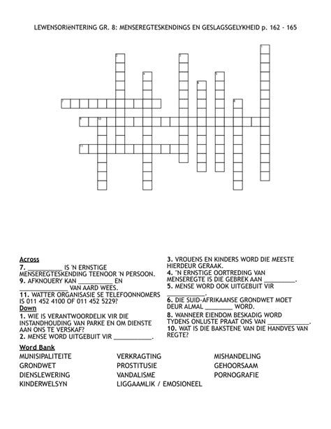 LEWENSORIëNTERING GR. 8: MENSEREGTESKENDINGS EN GESLAGSGELYKHEID p. 162 ...