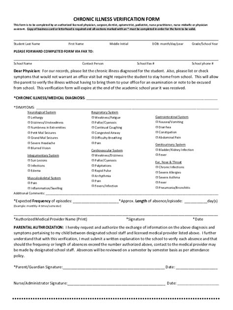 Fillable Online Copy Of Chronic Illness Verification Form Docx Fax