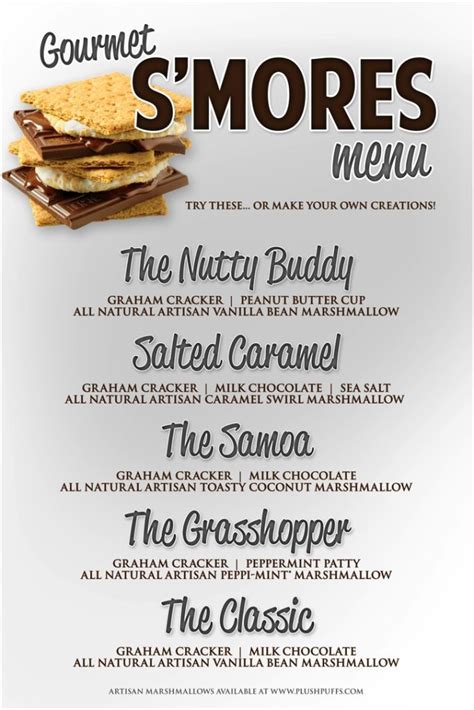 Gorgeous Menu For A Wedding Reception Smores Bar Smore Recipes